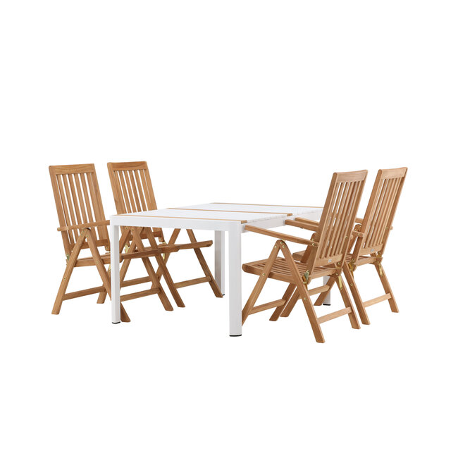 Gartenmöbel-Set Togo und Kenya – Wetterfeste Outdoor-Essgruppe aus Aluminium und Teakholz