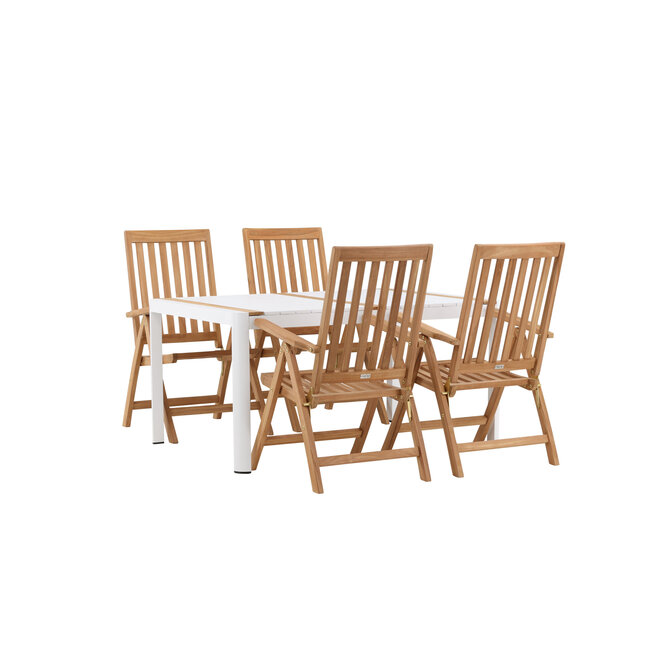 Gartenmöbel-Set Togo und Kenya – Wetterfeste Outdoor-Essgruppe aus Aluminium und Teakholz