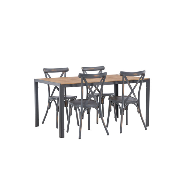Gartenmöbel-Set Break und Peking – Große Outdoor-Essgruppe Aluminium und Aintwood-Holzoptik mit Peking-Stühlen