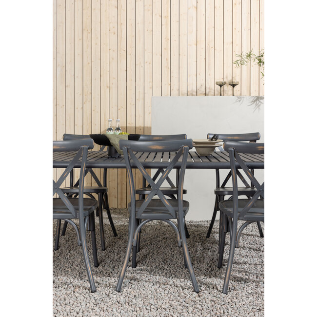 Gartenmöbel-Set Borneo & Peking – Wetterfeste Outdoor-Essgruppe aus Aluminium mit Peking-Stühlen