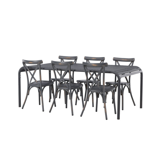 Gartenmöbel-Set Borneo & Peking – Wetterfeste Outdoor-Essgruppe aus Aluminium mit Peking-Stühlen