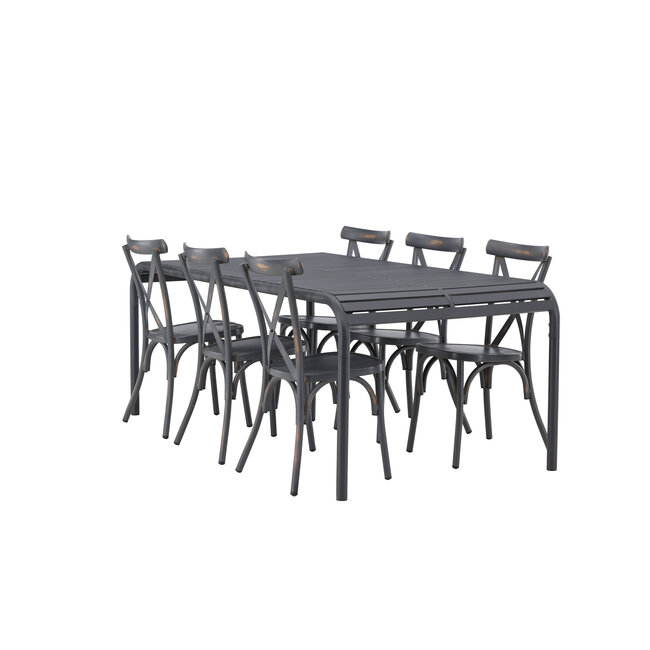 Gartenmöbel-Set Borneo & Peking – Wetterfeste Outdoor-Essgruppe aus Aluminium mit Peking-Stühlen
