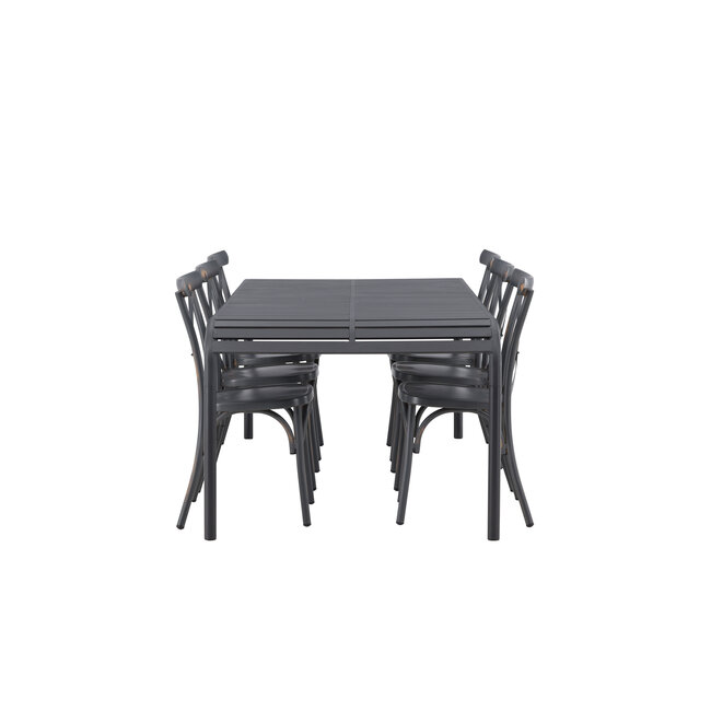 Gartenmöbel-Set Borneo & Peking – Wetterfeste Outdoor-Essgruppe aus Aluminium mit Peking-Stühlen