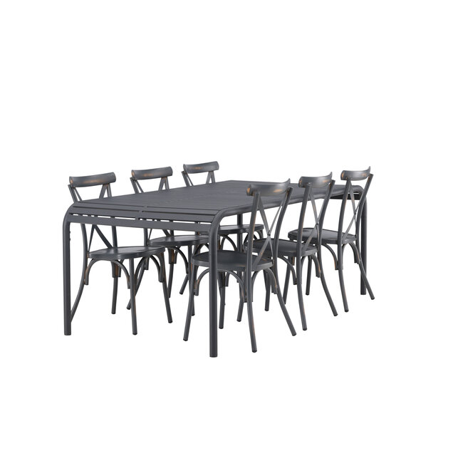 Gartenmöbel-Set Borneo & Peking – Wetterfeste Outdoor-Essgruppe aus Aluminium mit Peking-Stühlen