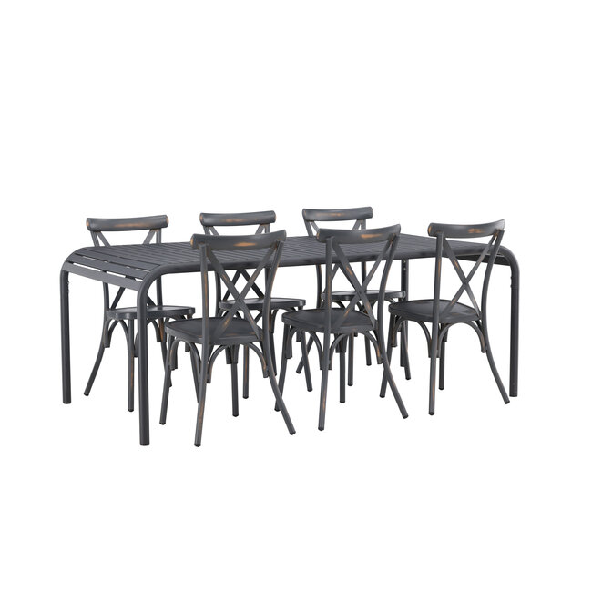 Gartenmöbel-Set Borneo & Peking – Wetterfeste Outdoor-Essgruppe aus Aluminium mit Peking-Stühlen