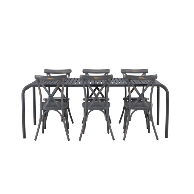 Gartenmöbel-Set Borneo & Peking – Wetterfeste Outdoor-Essgruppe aus Aluminium mit Peking-Stühlen