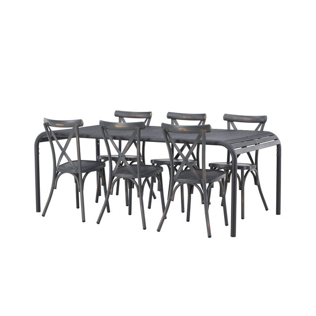 Gartenmöbel-Set Borneo & Peking – Wetterfeste Outdoor-Essgruppe aus Aluminium mit Peking-Stühlen