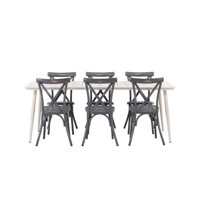 Gartenmöbel-Set Lina und Peking – Wetterfeste Outdoor-Essgruppe aus Aluminium