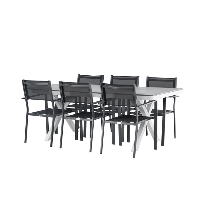 Gartenmöbel-Set Garcia & Copacabana – Outdoor-Essgruppe Aluminium mit Aintwood-Holzoptik