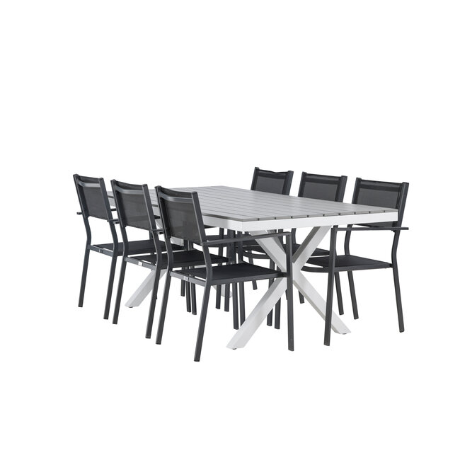 Gartenmöbel-Set Garcia & Copacabana – Outdoor-Essgruppe Aluminium mit Aintwood-Holzoptik