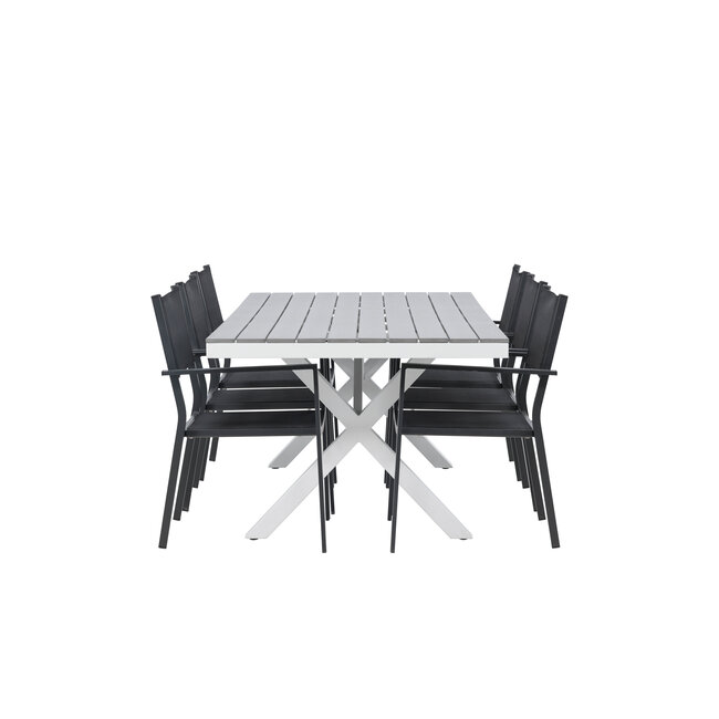 Gartenmöbel-Set Garcia & Copacabana – Outdoor-Essgruppe Aluminium mit Aintwood-Holzoptik