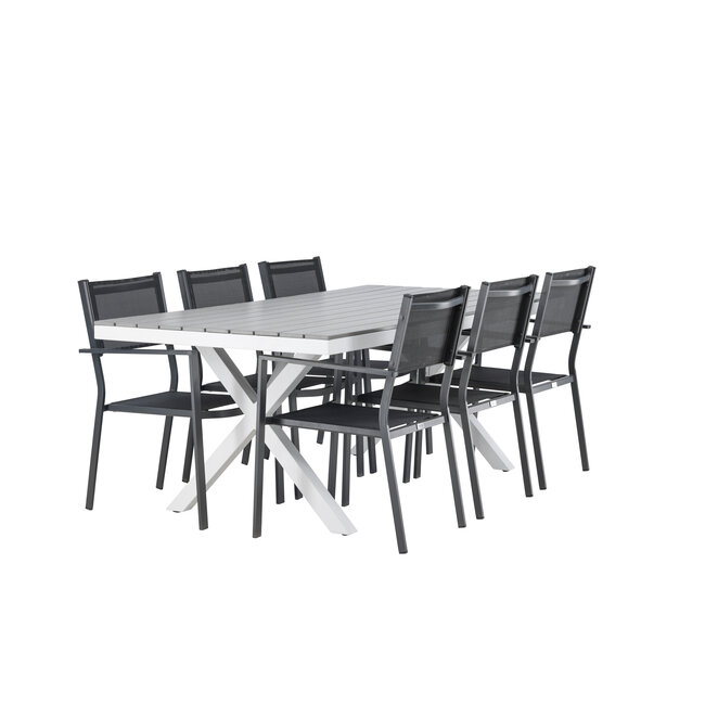 Gartenmöbel-Set Garcia & Copacabana – Outdoor-Essgruppe Aluminium mit Aintwood-Holzoptik