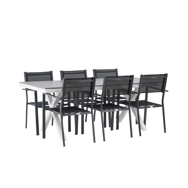 Gartenmöbel-Set Garcia & Copacabana – Outdoor-Essgruppe Aluminium mit Aintwood-Holzoptik