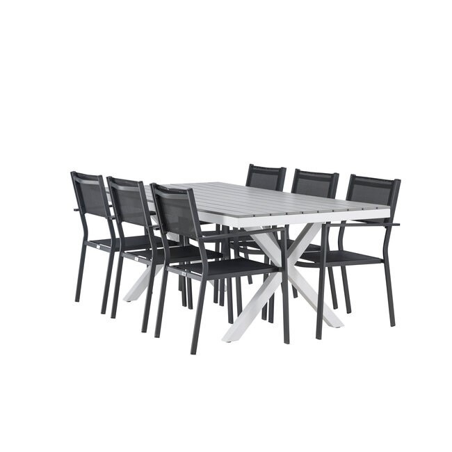 Gartenmöbel-Set Garcia & Copacabana – Outdoor-Essgruppe Aluminium mit Aintwood-Holzoptik