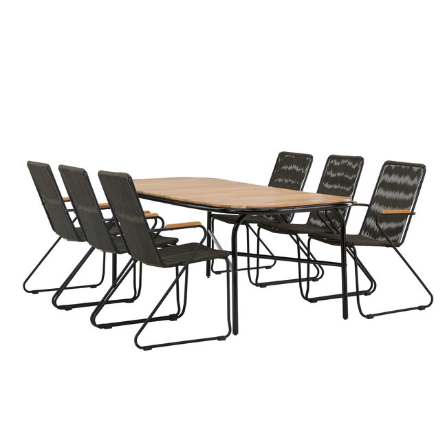 Gartenmöbel-Set Holmbeck & Bois – Wetterfeste Outdoor-Essgruppe aus Akazienholz und Stahl