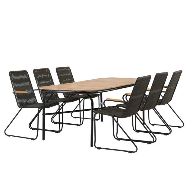 Gartenmöbel-Set Holmbeck & Bois – Wetterfeste Outdoor-Essgruppe aus Akazienholz und Stahl