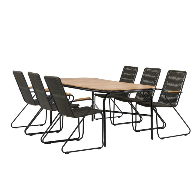Gartenmöbel-Set Holmbeck & Bois – Wetterfeste Outdoor-Essgruppe aus Akazienholz und Stahl
