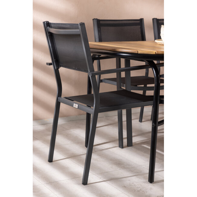 Gartenmöbel-Set Holmbeck und Copacabana – Outdoor-Essgruppe aus Akazienholz und Stahl
