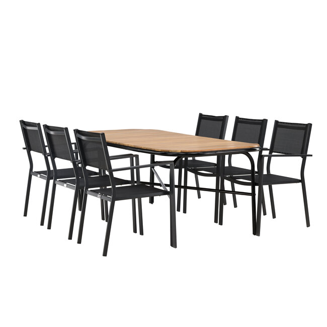 Gartenmöbel-Set Holmbeck und Copacabana – Outdoor-Essgruppe aus Akazienholz und Stahl