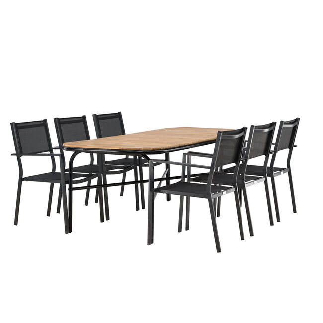 Gartenmöbel-Set Holmbeck und Copacabana – Outdoor-Essgruppe aus Akazienholz und Stahl