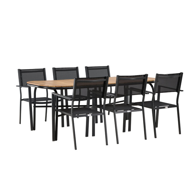 Gartenmöbel-Set Holmbeck und Copacabana – Outdoor-Essgruppe aus Akazienholz und Stahl