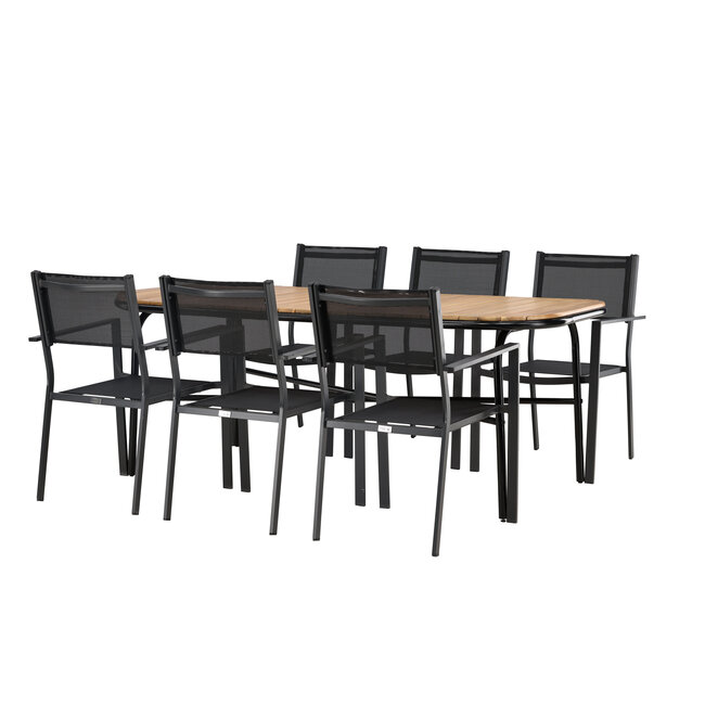 Gartenmöbel-Set Holmbeck und Copacabana – Outdoor-Essgruppe aus Akazienholz und Stahl