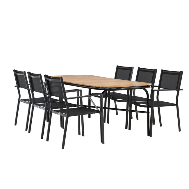 Gartenmöbel-Set Holmbeck und Copacabana – Outdoor-Essgruppe aus Akazienholz und Stahl