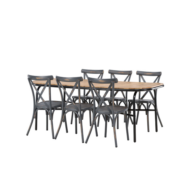 Gartenmöbel-Set Holmbeck & Peking – Outdoor-Essgruppe aus Akazienholz und Stahl