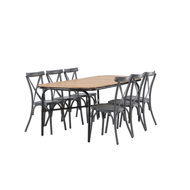 Gartenmöbel-Set Holmbeck & Peking – Outdoor-Essgruppe aus Akazienholz und Stahl