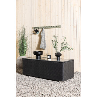 Venture Home Lounge-Tisch London Schwarz – Couchtisch 120×50 cm Polyrattan & Glas