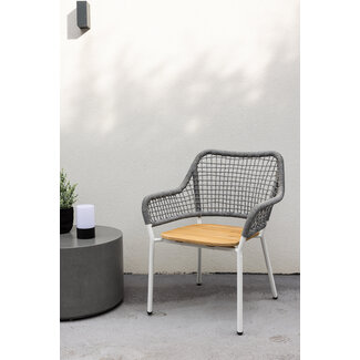 Venture Home Gartensessel Amora Grau – Relaxsessel 59×55 cm Teakholz, Stahl & Polyester
