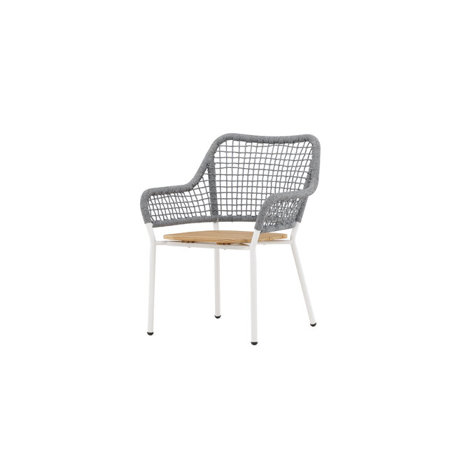 Gartensessel Amora Grau – Outdoor-Relaxsessel 59×55 cm Teakholz, Stahl & Polyester