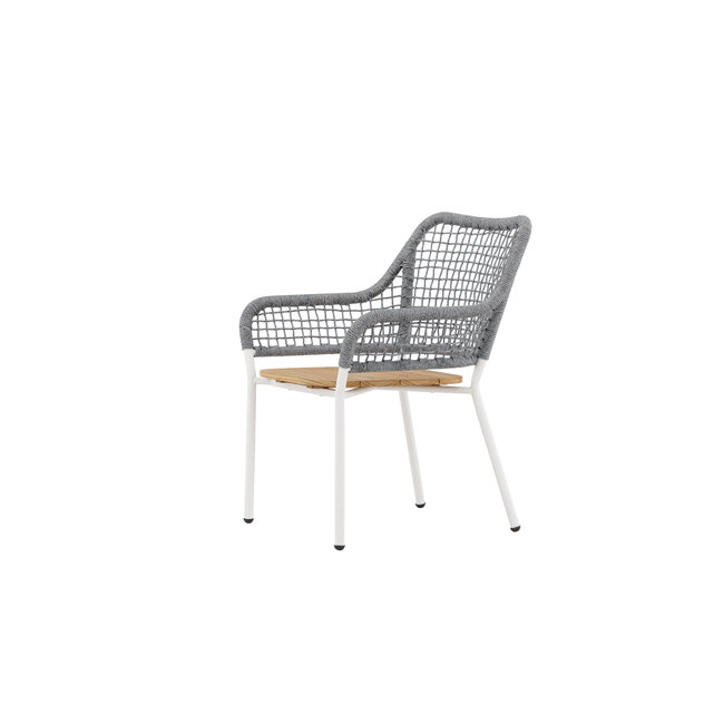 Gartensessel Amora Grau – Outdoor-Relaxsessel 59×55 cm Teakholz, Stahl & Polyester