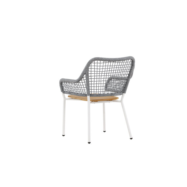 Gartensessel Amora Grau – Outdoor-Relaxsessel 59×55 cm Teakholz, Stahl & Polyester