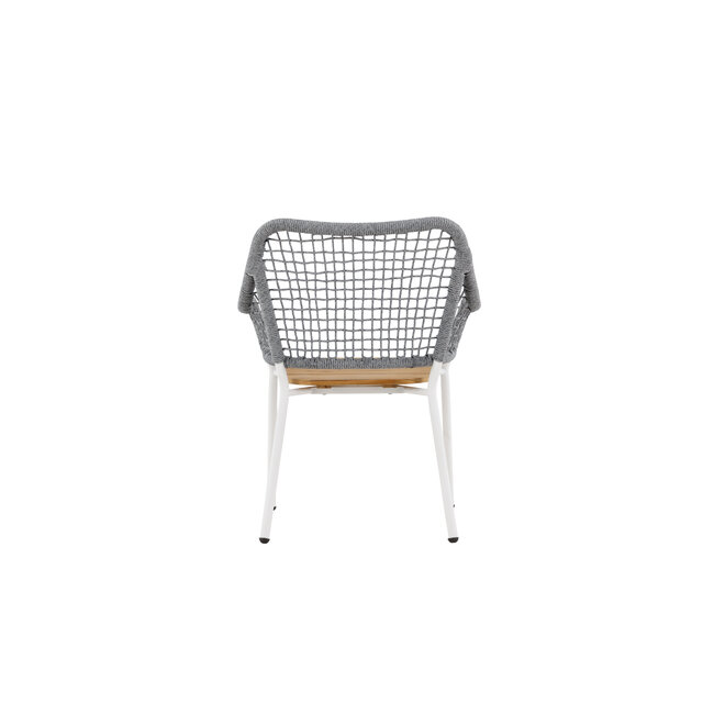 Gartensessel Amora Grau – Outdoor-Relaxsessel 59×55 cm Teakholz, Stahl & Polyester