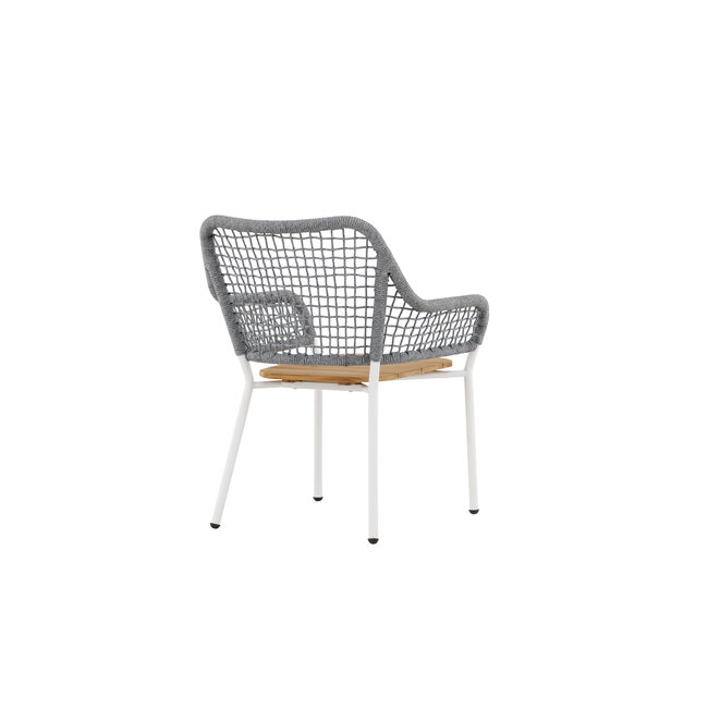 Gartensessel Amora Grau – Outdoor-Relaxsessel 59×55 cm Teakholz, Stahl & Polyester