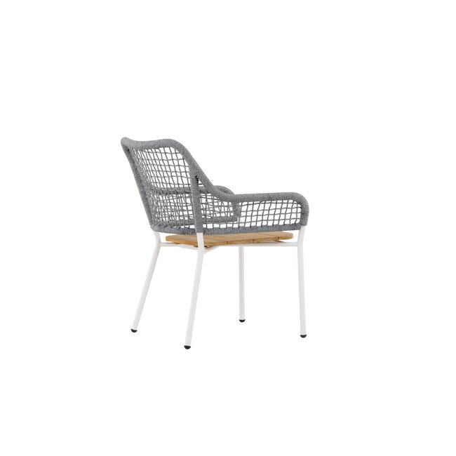 Gartensessel Amora Grau – Outdoor-Relaxsessel 59×55 cm Teakholz, Stahl & Polyester