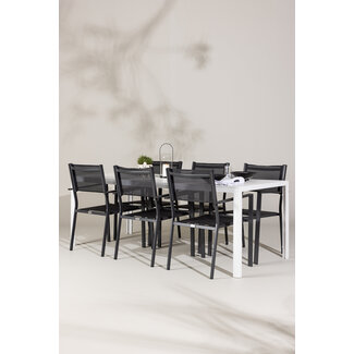 Venture Home Gartenmöbel-Set Break & Copacabana – Esstisch Aluminium Aintwood + Stapelstühle