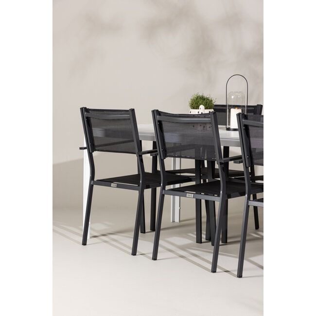 Gartenmöbel-Set Break & Copacabana – Tisch Aluminium Aintwood + Copacabana Stapelstühle Aluminium