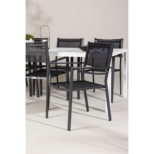 Gartenmöbel-Set Break & Copacabana – Tisch Aluminium Aintwood + Copacabana Stapelstühle Aluminium