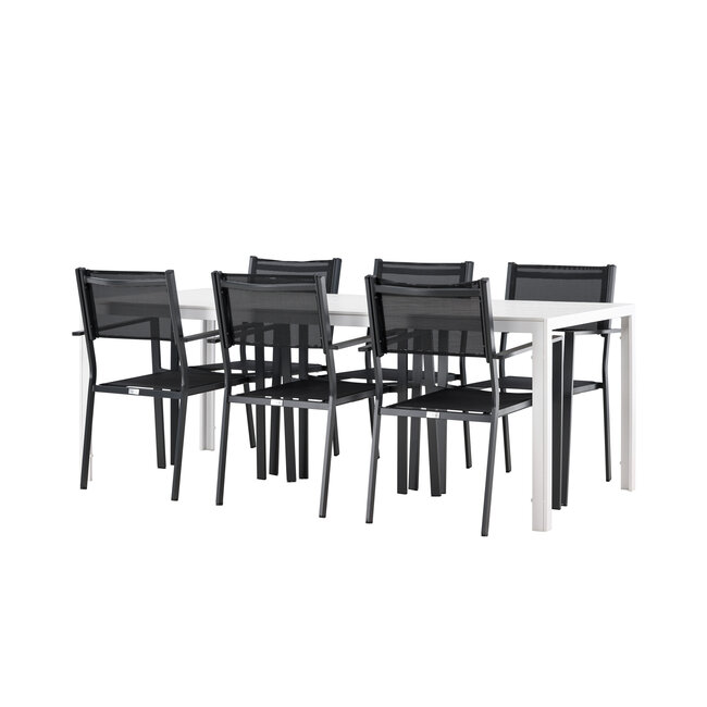 Gartenmöbel-Set Break & Copacabana – Tisch Aluminium Aintwood + Copacabana Stapelstühle Aluminium