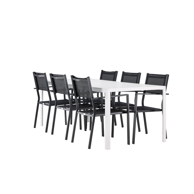 Gartenmöbel-Set Break & Copacabana – Tisch Aluminium Aintwood + Copacabana Stapelstühle Aluminium