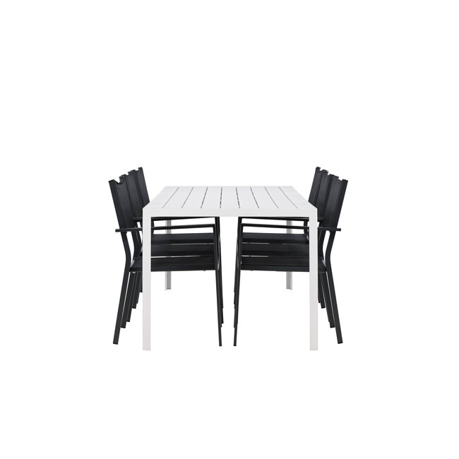 Gartenmöbel-Set Break & Copacabana – Tisch Aluminium Aintwood + Copacabana Stapelstühle Aluminium
