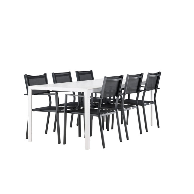 Gartenmöbel-Set Break & Copacabana – Tisch Aluminium Aintwood + Copacabana Stapelstühle Aluminium