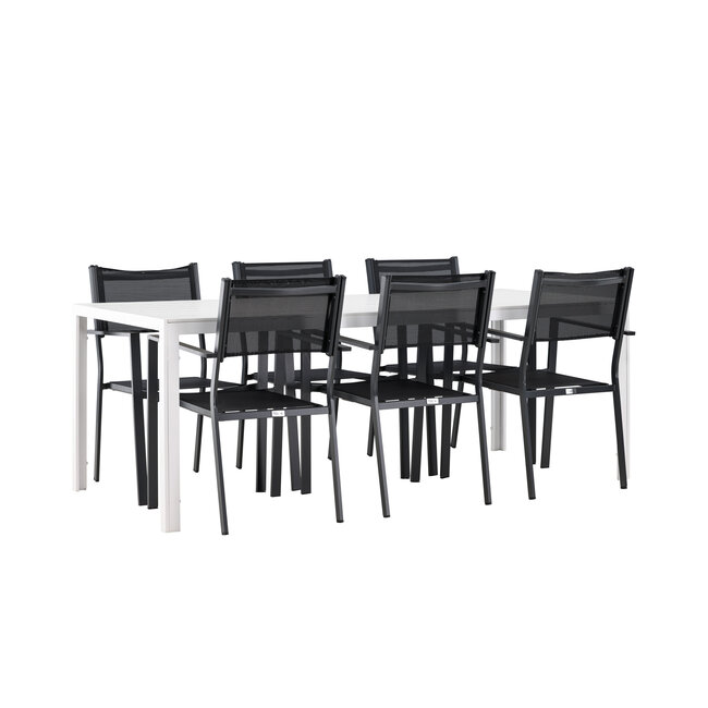 Gartenmöbel-Set Break & Copacabana – Tisch Aluminium Aintwood + Copacabana Stapelstühle Aluminium