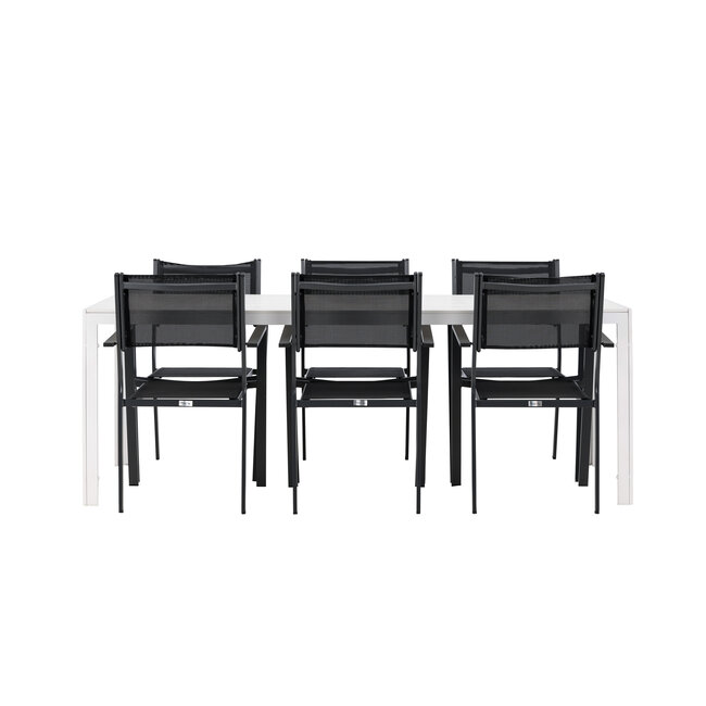 Gartenmöbel-Set Break & Copacabana – Tisch Aluminium Aintwood + Copacabana Stapelstühle Aluminium