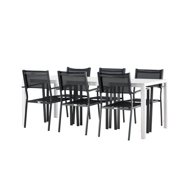 Gartenmöbel-Set Break & Copacabana – Tisch Aluminium Aintwood + Copacabana Stapelstühle Aluminium