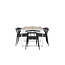 Gartenmöbel-Set Merlo und Stina – Tisch Aluminium Whitewash + Stina Stühle Aluminium Wicker Schwarz