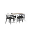 Gartenmöbel-Set Merlo und Stina – Tisch Aluminium Whitewash + Stina Stühle Aluminium Wicker Schwarz