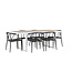 Gartenmöbel-Set Merlo und Stina – Tisch Aluminium Whitewash + Stina Stühle Aluminium Wicker Schwarz